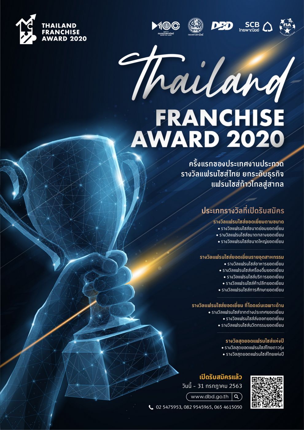 กรมพัฒนาธุรกิจการค้า เปิดรับสมัครผู้ประกอบการสมัครโครงการประกวดรางวัลแฟรนไชส์ไทย  “Thailand Franchise Award 2020”